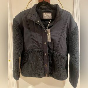 Natural Reflections Black Teddy Sherpa Snap-Front Jacket